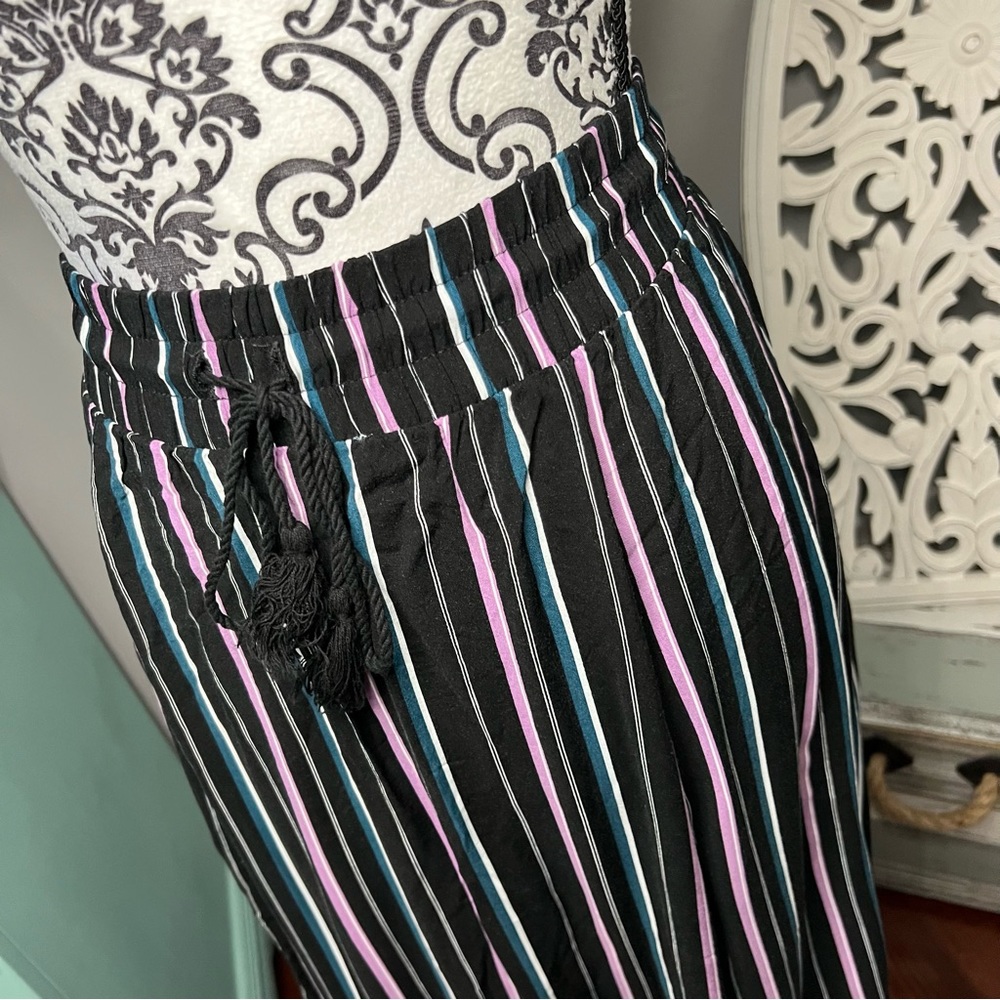 Torrid Striped Maxi Skirt Size 1 Pull On Black Purple - Picture 5 of 10